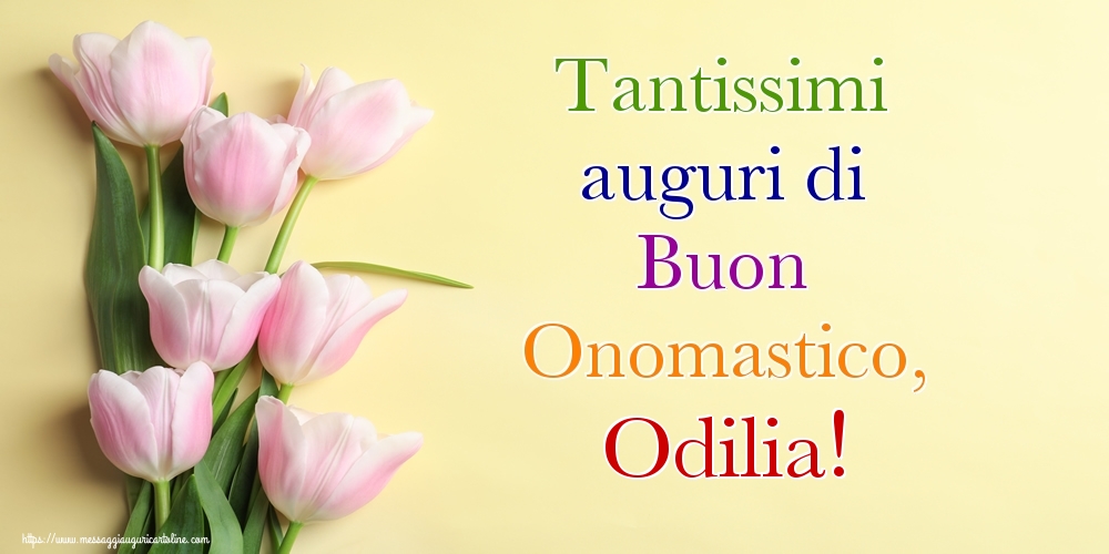 Tantissimi auguri di Buon Onomastico, Odilia! - Cartoline onomastico con mazzo di fiori
