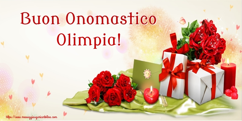 Buon Onomastico Olimpia! - Cartoline onomastico con fiori