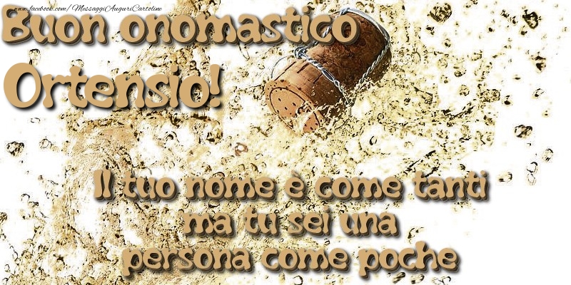 Il tuo nome è come tanti ma tu sei una persona come poche. Buon onomastico Ortensio - Cartoline onomastico con champagne