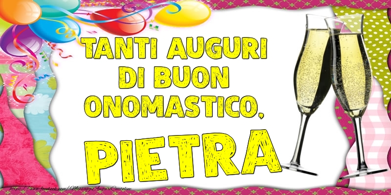 Tanti Auguri di Buon Onomastico, Pietra - Cartoline onomastico con palloncini