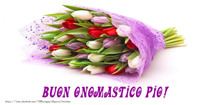 Buon Onomastico Pio! - Cartoline onomastico con mazzo di fiori