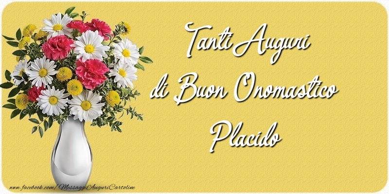 Tanti Auguri di Buon Onomastico Placido - Cartoline onomastico con mazzo di fiori