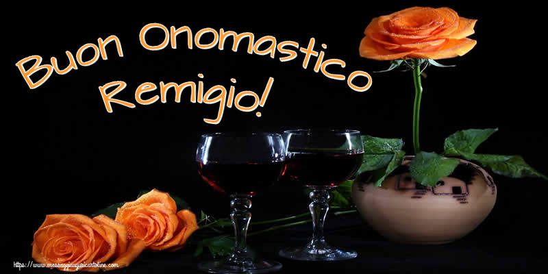 Buon Onomastico Remigio! - Cartoline onomastico con champagne
