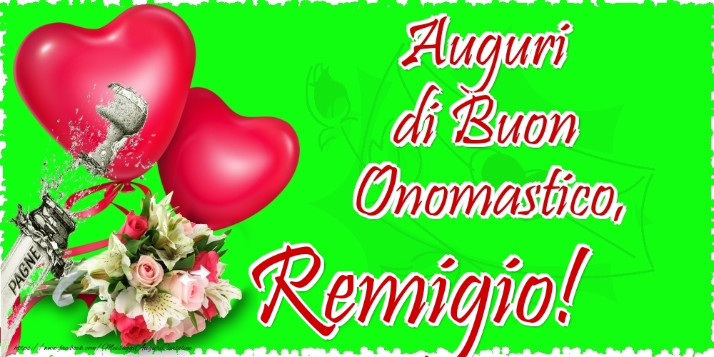 Auguri di Buon Onomastico, Remigio - Cartoline onomastico con il cuore