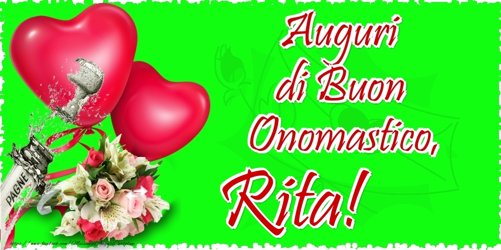 Auguri di Buon Onomastico, Rita - Cartoline onomastico con il cuore