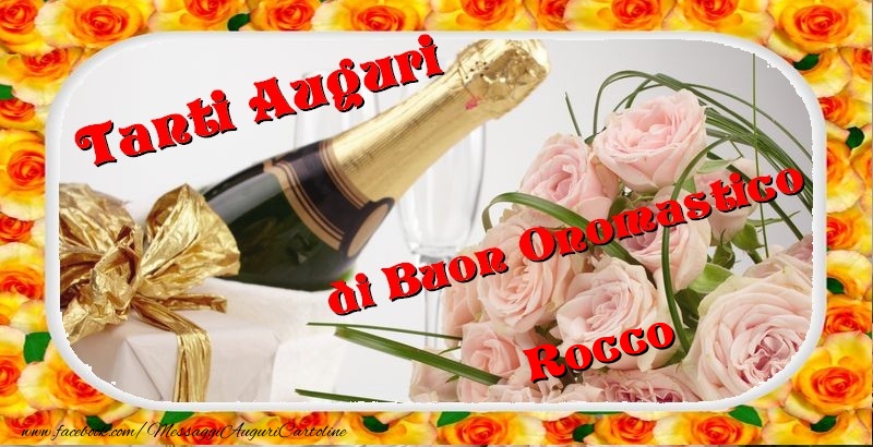 Buon onomastico, Rocco - Cartoline onomastico con mazzo di fiori