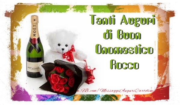 Tanti Auguri di Buon Onomastico Rocco - Cartoline onomastico con animali