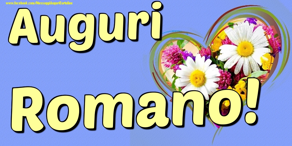 Auguri Romano - Cartoline onomastico con il cuore
