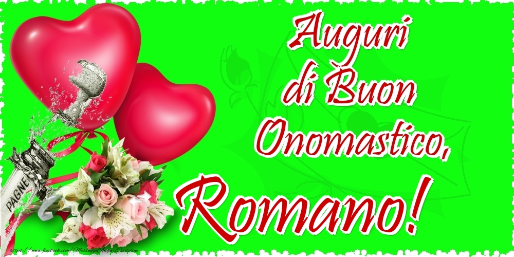 Auguri di Buon Onomastico, Romano - Cartoline onomastico con il cuore