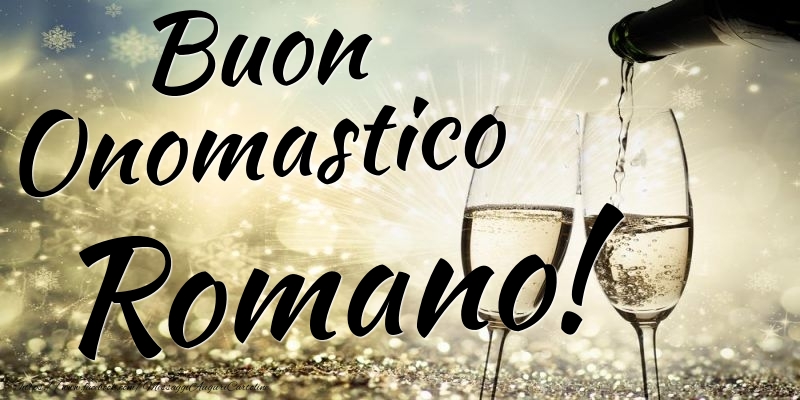 Buon Onomastico Romano - Cartoline onomastico con champagne