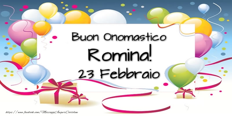 Buon Onomastico Romina! 23 Febbraio - Cartoline onomastico