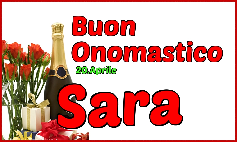 20.Aprile - Buon Onomastico Sara! - Cartoline onomastico