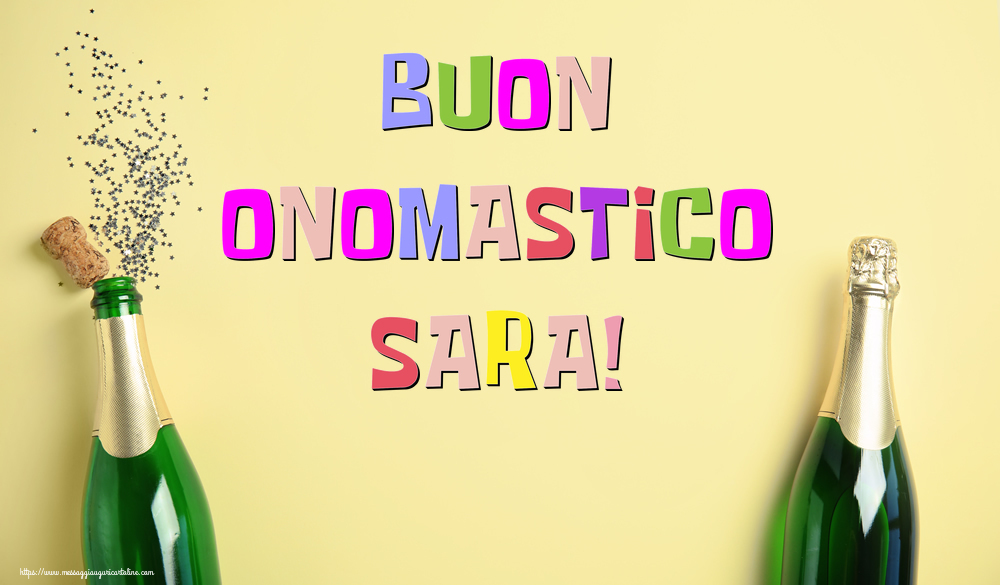 Buon Onomastico Sara! - Cartoline onomastico con champagne