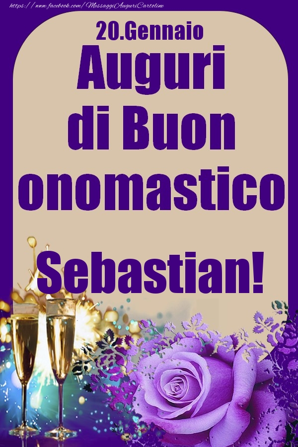 20.Gennaio - Auguri di Buon Onomastico  Sebastian! - Cartoline onomastico