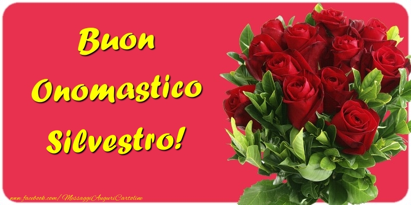 Buon Onomastico Silvestro - Cartoline onomastico con mazzo di fiori