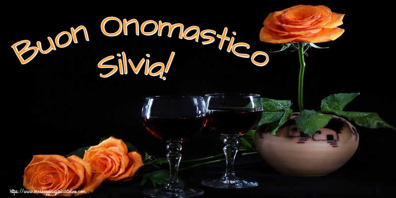 Buon Onomastico Silvia! - Cartoline onomastico con champagne
