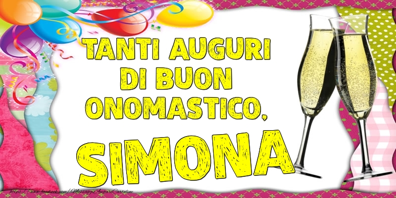 Tanti Auguri di Buon Onomastico, Simona - Cartoline onomastico con palloncini