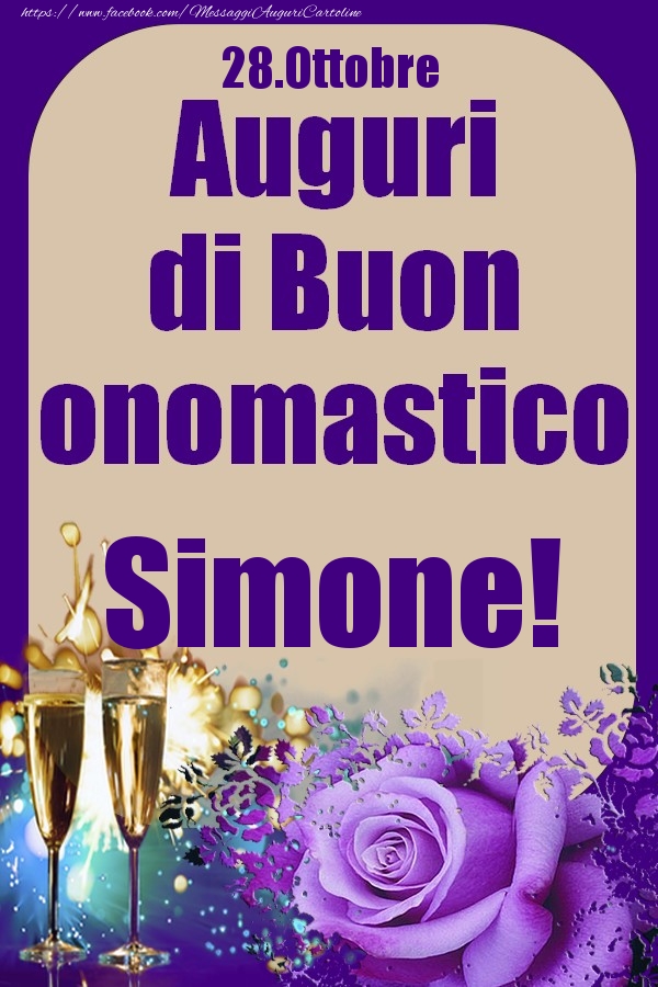 28.Ottobre - Auguri di Buon Onomastico  Simone! - Cartoline onomastico