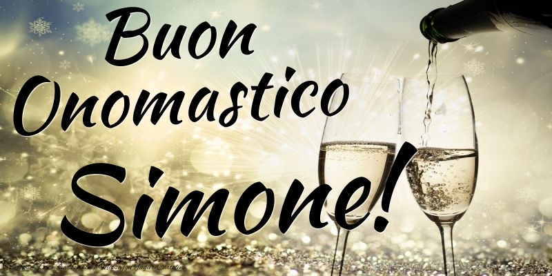 Buon Onomastico Simone - Cartoline onomastico con champagne