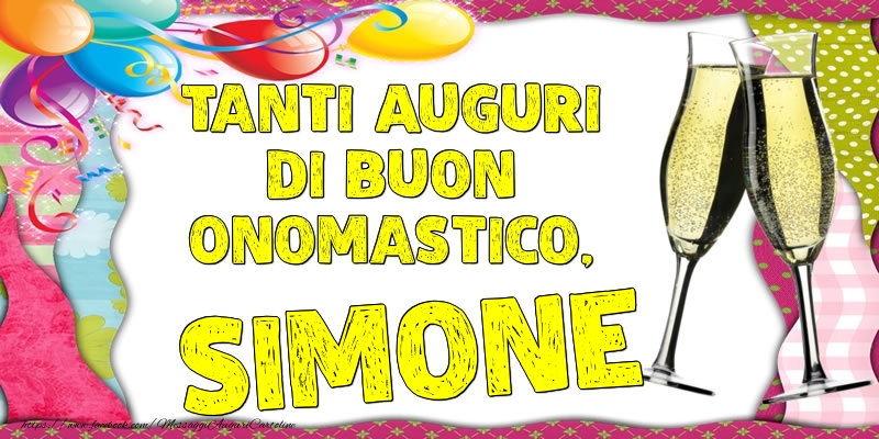 Tanti Auguri di Buon Onomastico, Simone - Cartoline onomastico con palloncini