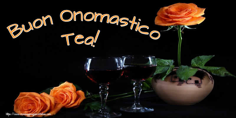 Buon Onomastico Tea! - Cartoline onomastico con champagne