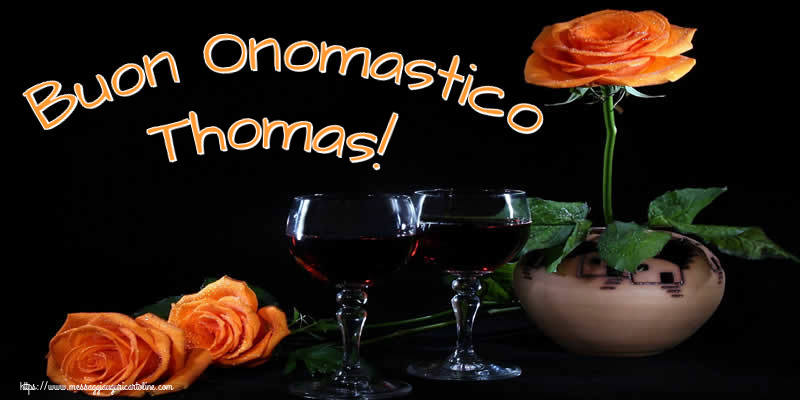 Buon Onomastico Thomas! - Cartoline onomastico con champagne