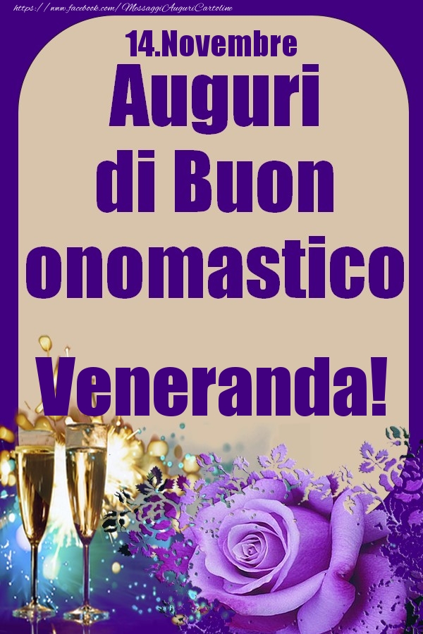 14.Novembre - Auguri di Buon Onomastico  Veneranda! - Cartoline onomastico