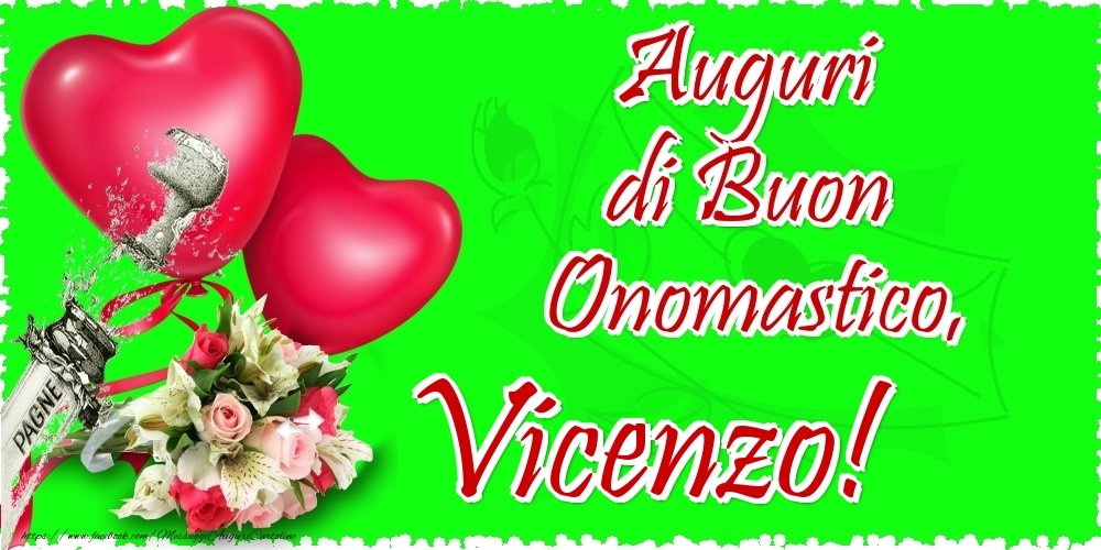 Auguri di Buon Onomastico, Vicenzo - Cartoline onomastico con il cuore