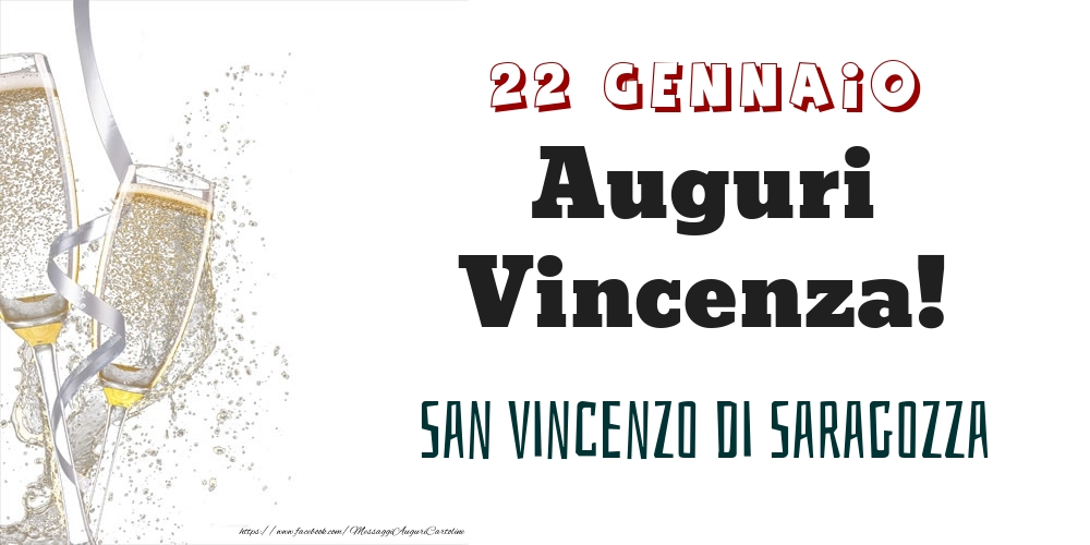San Vincenzo di Saragozza Auguri Vincenza! 22 Gennaio - Cartoline onomastico