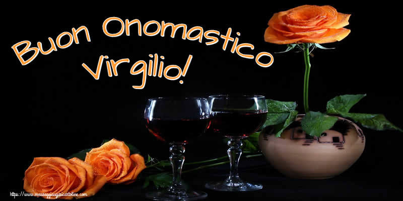 Buon Onomastico Virgilio! - Cartoline onomastico con champagne