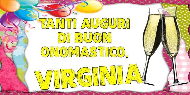 Tanti Auguri di Buon Onomastico, Virginia - Cartoline onomastico con palloncini