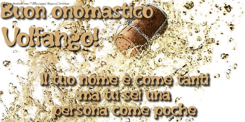 Il tuo nome è come tanti ma tu sei una persona come poche. Buon onomastico Volfango - Cartoline onomastico con champagne